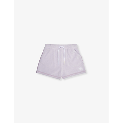 Shop Burberry Girls Muted Lilac Kids Nadine Logo-embroidered Cotton-blend Shorts 6-14 Years