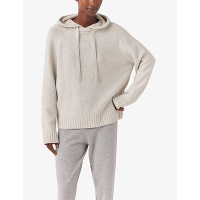 Shop The White Company Women's Cloud Marl Relaxed-fit Hooded Stretch Organic-cotton Hoody