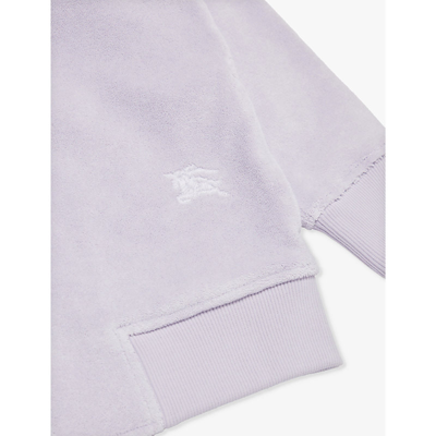 Shop Burberry Girls Muted Lilac Kids Timmy Cotton-blend Towelling Hoody 6-14 Years