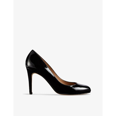 Shop Lk Bennett Women's Bla-black Stila Round-toe Patent-leather Heeled Courts