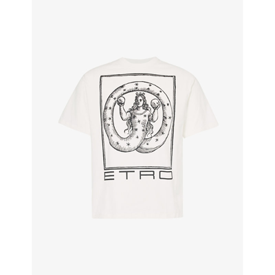 Shop Etro Men's X0800 Graphic-print Crewneck Cotton-jersey T-shirt