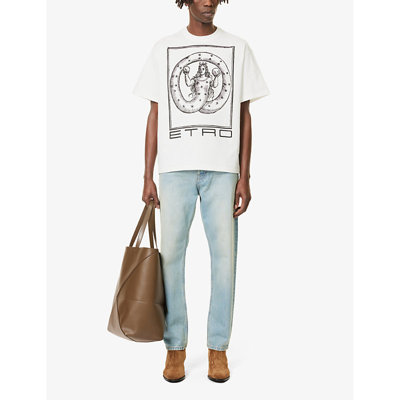 Shop Etro Men's X0800 Graphic-print Crewneck Cotton-jersey T-shirt