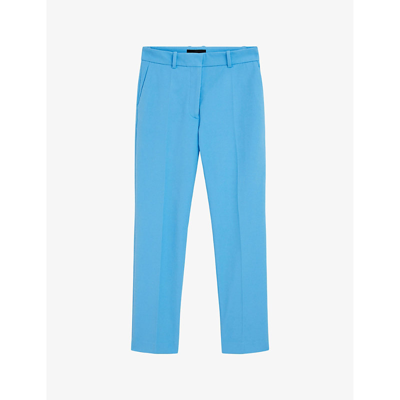 Shop Joseph Womens Dark Arctic Coleman Slip-pocket Straight-leg Regular-fit Stretch-woven Trousers