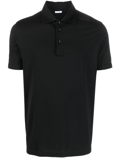 Shop Malo Short-sleeved Polo Shirt In Stretch Cotton In Black
