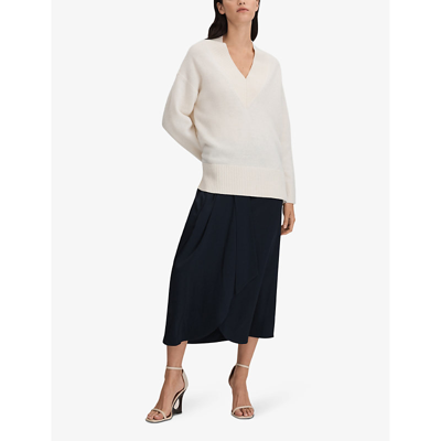 Shop Reiss Women's Navy Bella High-rise Woven Midi Skirt