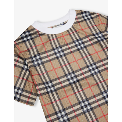 Shop Burberry Percy Checked Woven-jersey T-shirt 4-14 Years In Archive Beige Ip Chk