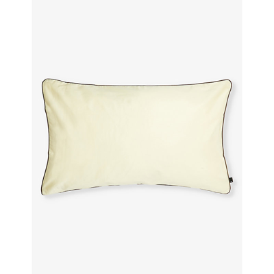 Shop Hay Outline Contrast-trim Organic-cotton Pillowcase 75cm X 50cm In Soft Yellow