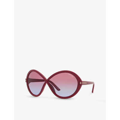 Shop Tom Ford Women's Red Tr001772 Jada Butterfly-frame Injected Sunglasses