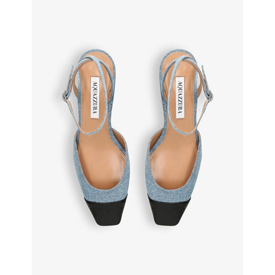 Shop Aquazzura French Flirt 35 Denim Heeled Sandals
