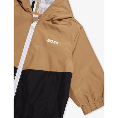 Shop Hugo Boss Boss Boys Stone Kids Logo-print Shell Jacket 9 Months-3 Years