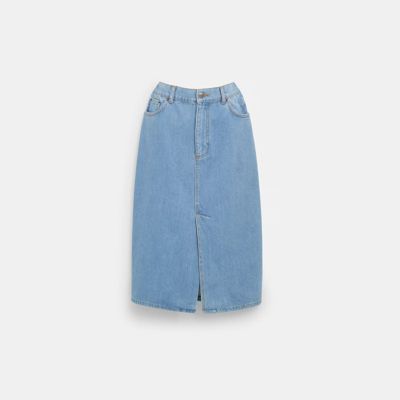 Shop Coach Mid Denim Skirt In Blue