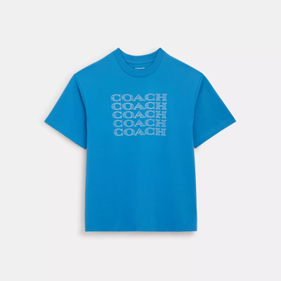 Shop Coach Signature Stack T-shirt In Blue