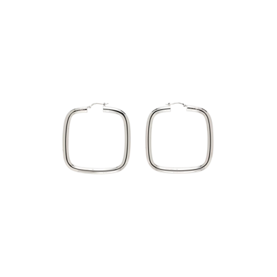 Pre-owned Mm6 Maison Margiela Square Earrings 'polished Palladio' In Silver