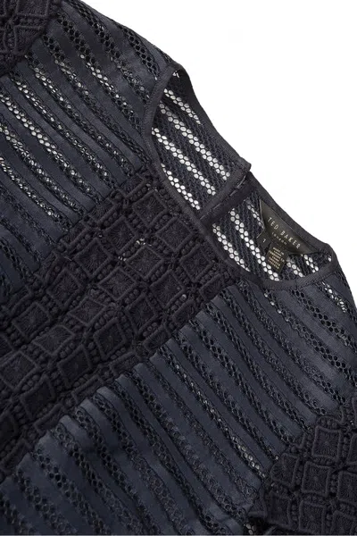 Ted Baker Lace Panelled Black Top In Navy