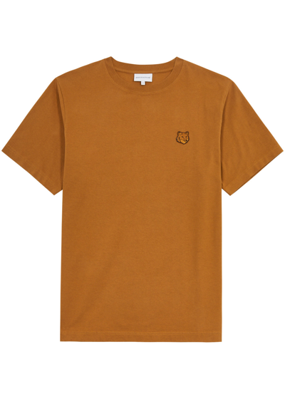 Shop Maison Kitsuné Logo Cotton T-shirt In Orange
