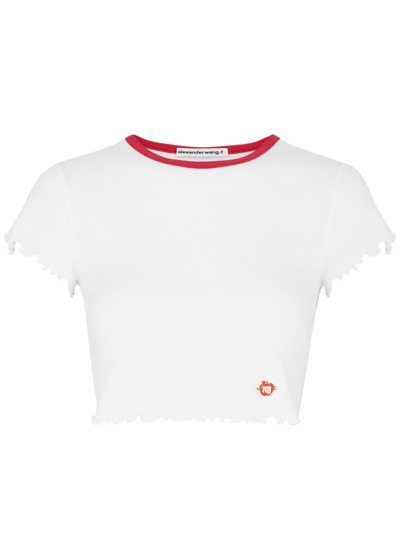 Shop Alexander Wang T Alexanderwang. T Logo Cropped Cotton T-shirt In White