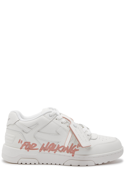 Shop Off-white Out Of Office For Walking Panelled Leather Sneakers In White And Pink