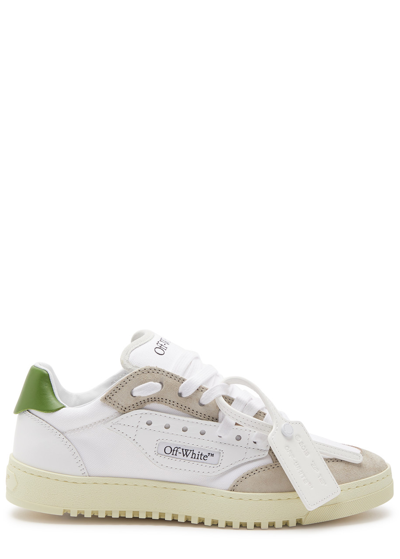 Shop Off-white 5.0 Panelled Canvas Sneakers In White And Green