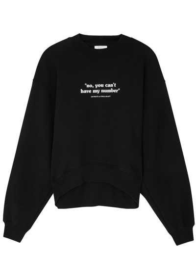 Shop Off-white Slogan Printed Cotton Sweatshirt In Black And White