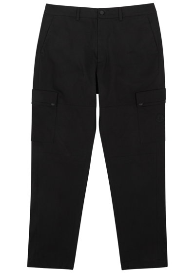 Shop Moncler Stretch-cotton Trousers In Black