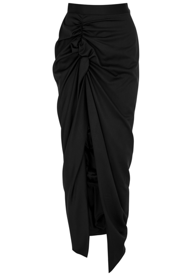 Shop Vivienne Westwood Long Side Panther Wool Maxi Skirt In Black