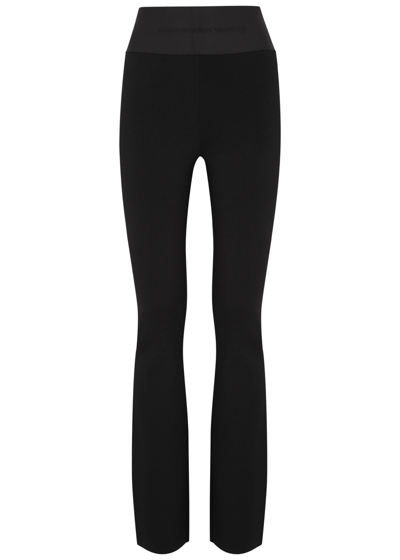 Shop Alexander Wang Logo Ribbed-knit Trousers In Black
