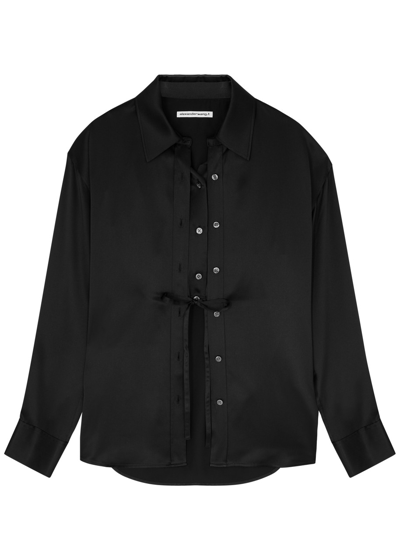 Shop Alexander Wang T Alexanderwang. T Layered Silk-satin Shirt In Black