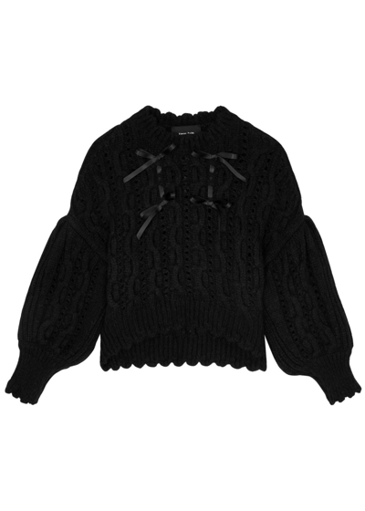 Shop Simone Rocha Bow-embellished Alpaca-blend Jumper In Black