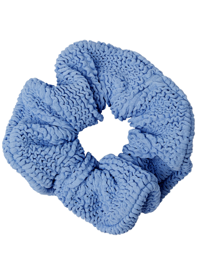 Shop Hunza G Seersucker Scrunchie In Blue