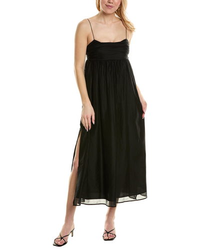 Shop Reveriee Babydoll Midi Dress In Black