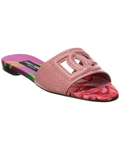 Shop Dolce & Gabbana Dg Logo Leather Sandals In Pink