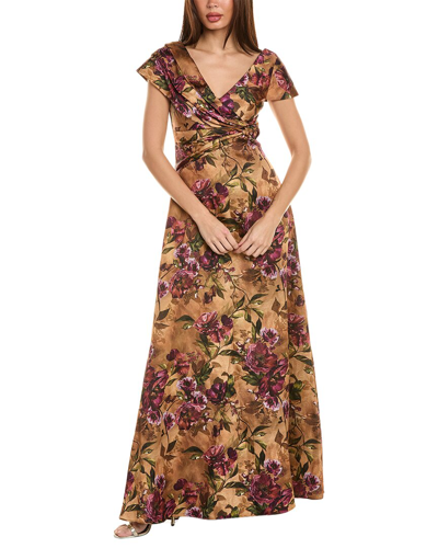 Shop Theia Mikado Gown In Brown