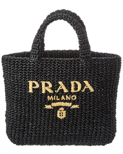 Shop Prada Logo Small Tote In Black