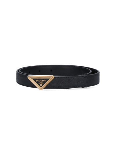 Shop Prada Logo Belt In Black  