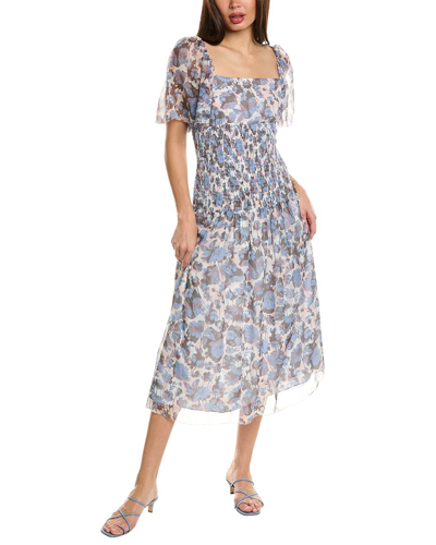 Shop Joie Gillian Silk Midi Dress In Blue