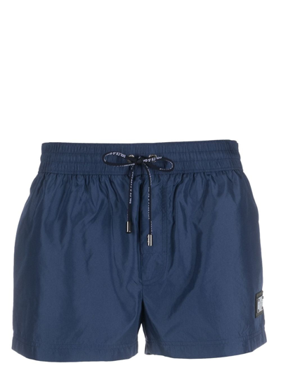 Dolce & Gabbana Logo Plaque Swim Short In Blue