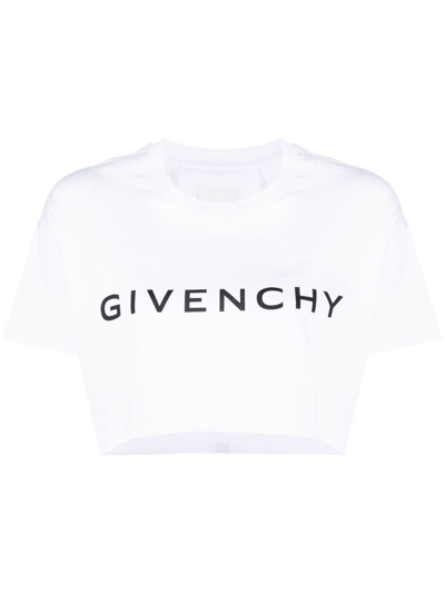 Shop Givenchy Archetype` Cropped T-shirt In White