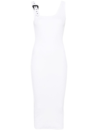 Shop Versace Jeans Couture Midi Dress In White