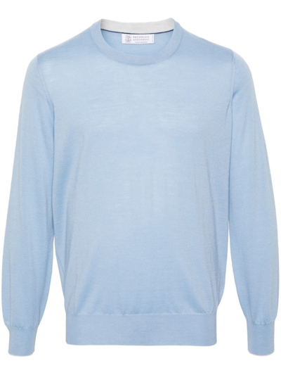Shop Brunello Cucinelli Crew-neck Sweater In Blue