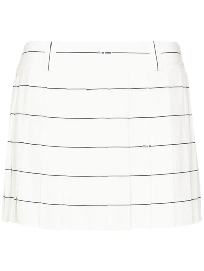 Shop Miu Miu Pleated Skirt In White