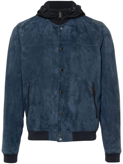 Shop Moorer `darren` Bomber Jacket In Blue