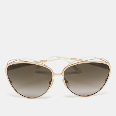 Pre-owned Dior White /gold Jqoha Aviator Sunglasses