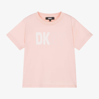 Shop Dkny Girls Pale Pink Organic Cotton T-shirt