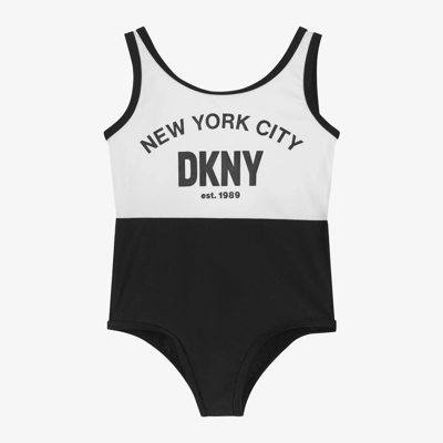 Shop Dkny Girls Black & White Nyc Swimsuit