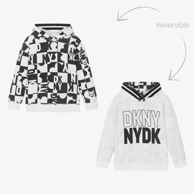 Shop Dkny Teen Black & White Reversible Hoodie