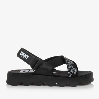 Shop Dkny Teen Girls Black Leather Sandals