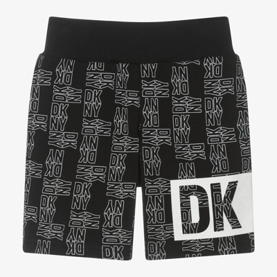 Shop Dkny Black Cotton Printed Shorts