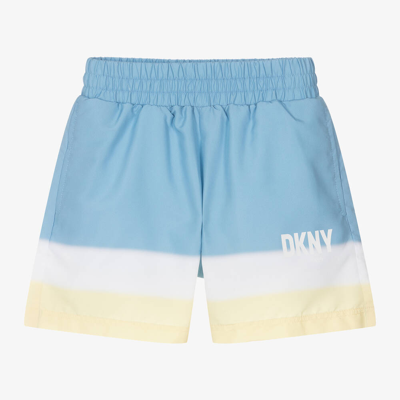 Shop Dkny Teen Boys Blue & Yellow Swim Shorts