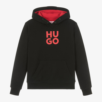 Shop Hugo Teen Boys Black Organic Cotton Hoodie