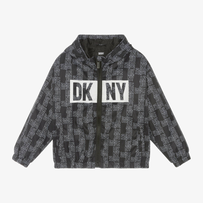 Shop Dkny Black Hooded Windbreaker Jacket